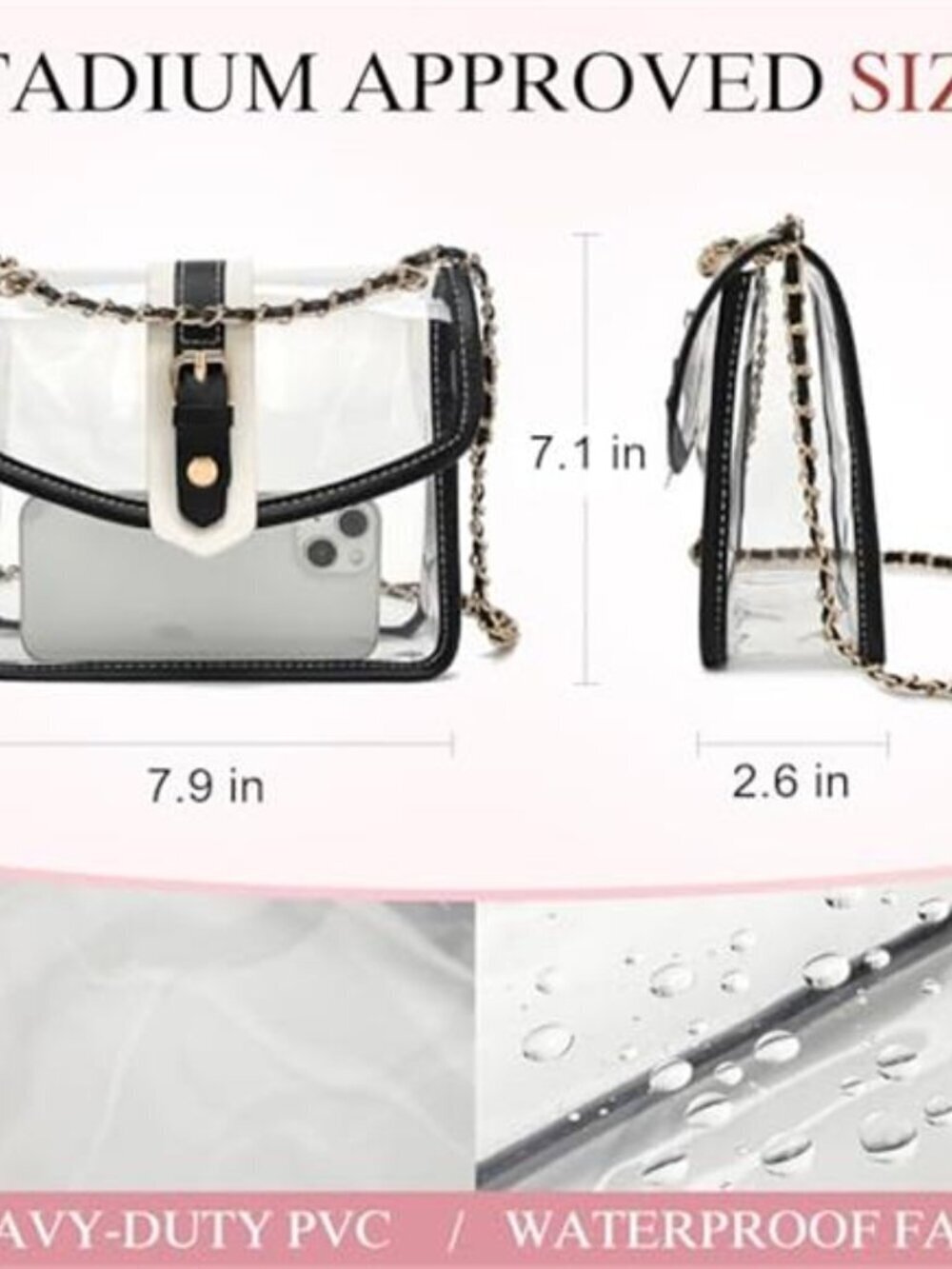 Clear Stadium Crossbody Bag 2-in-1 Concert Sports Approved - Picture 4 of 7